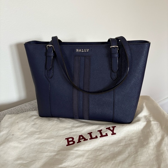 Bally Navy Stripe Supra Tote Bag